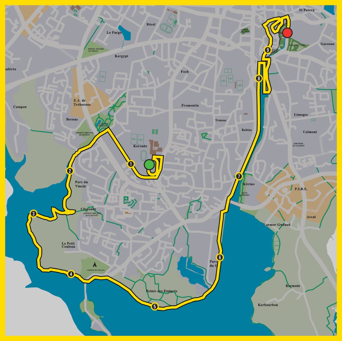 Parcours 10km gwened nocturne 2022